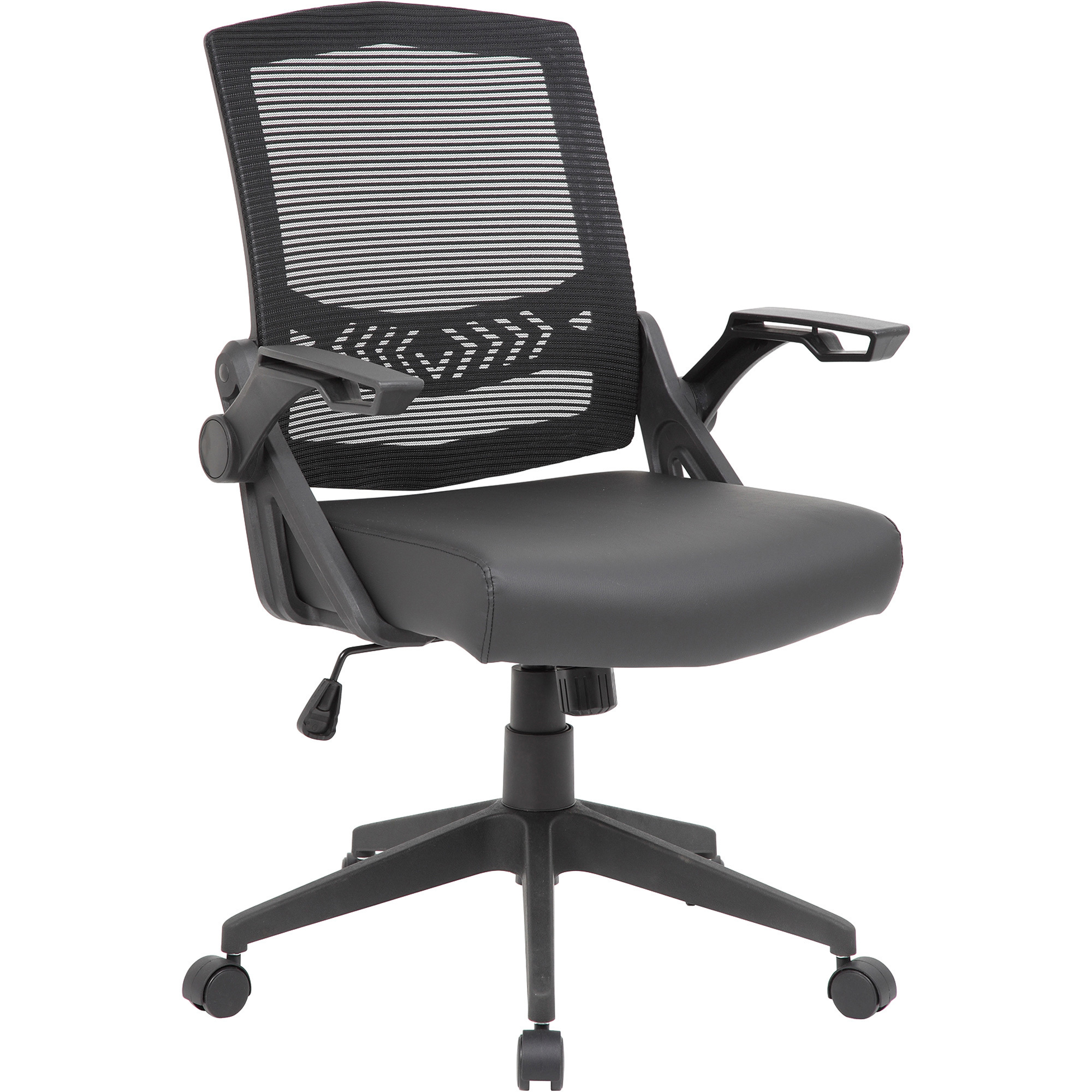 Boss Mesh Task Chair with Height Adjustment and Flip Arms, Black, 24in.W x 26 1/2in.D x 36 1/2-39 1/2in.H, Model# B6223-BK